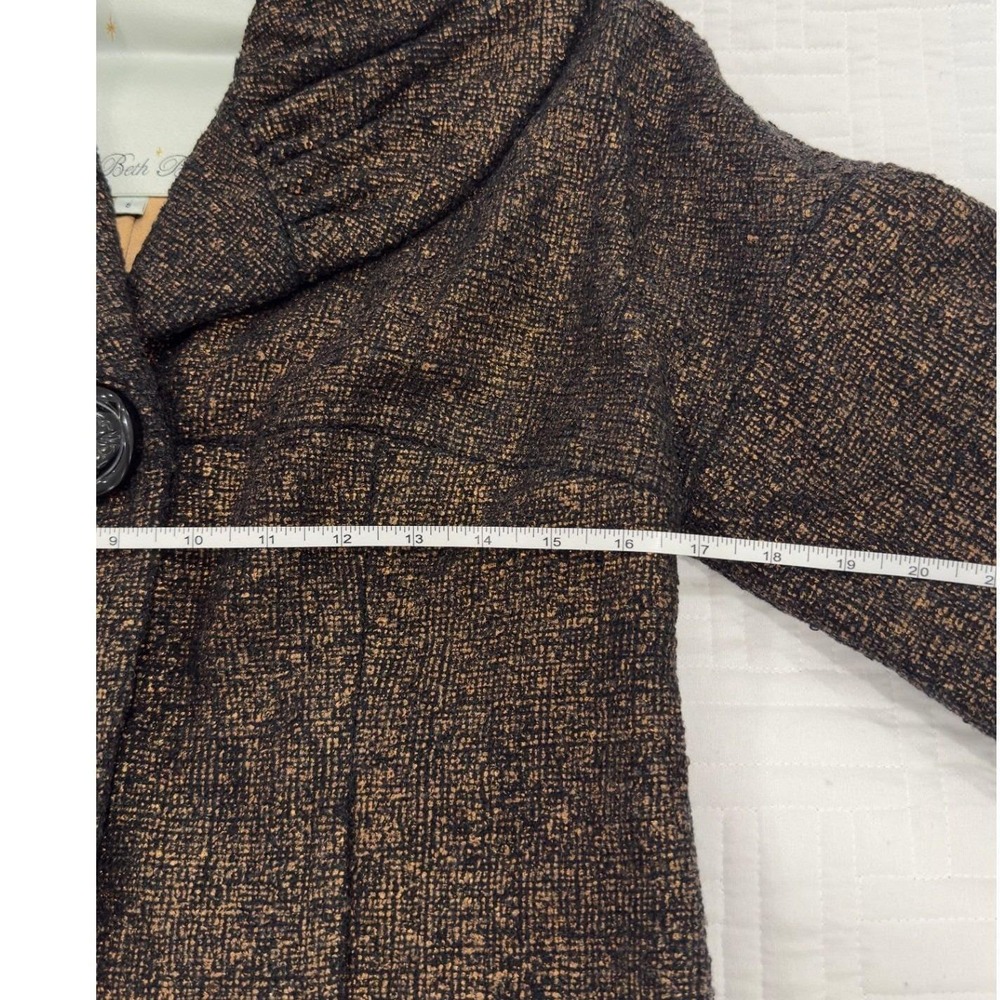Anthropologie -Beth Bowley Vintage Bronze Metallic Wool Jacket Portrait Collar 8 - Picture 6 of 9
